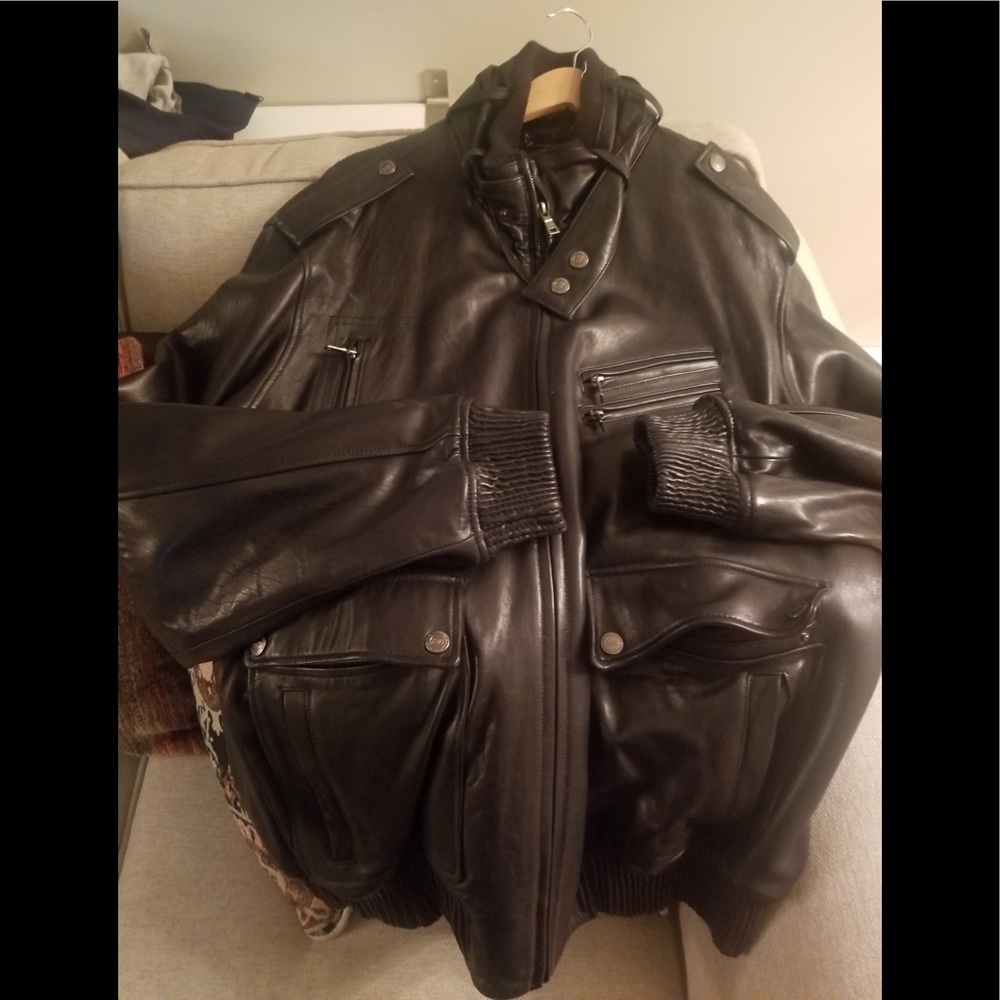 Knoles & Carter Black Leather Aviator Bomber